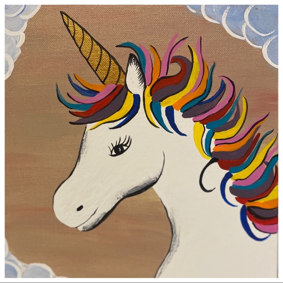 Unicorn horse Hand crafted painting acrylics 9x11” canvas board Hand painted - Picture 5 of 8